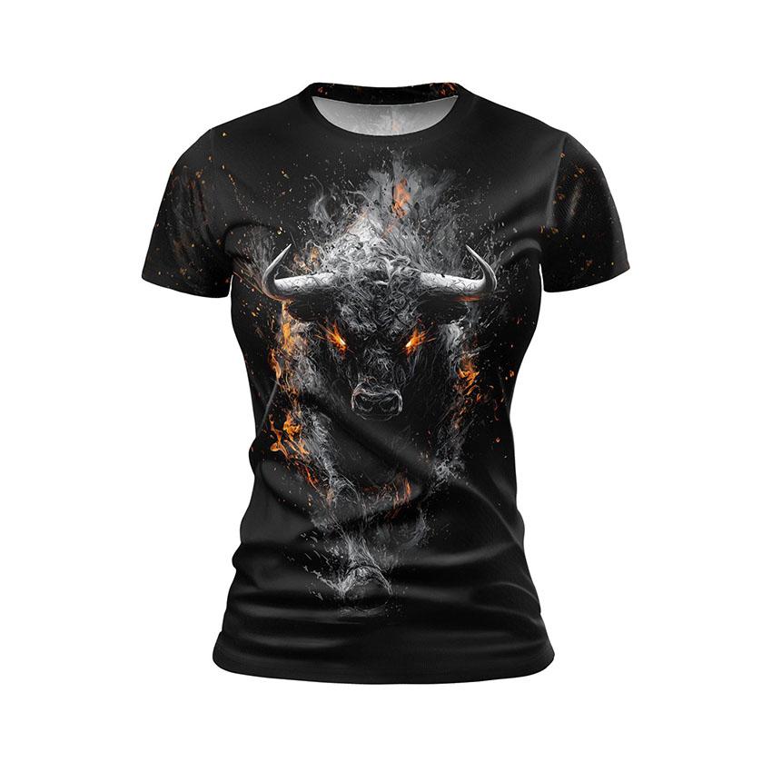 Футболка жіноча спортивна з принтом «Розлючений бик. Angry bull»