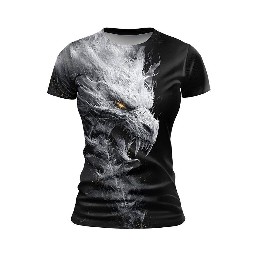 Футболка жіноча спортивна з принтом «Стародавній Білий Дракон. Ancient White Dragon»