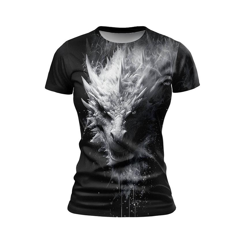 Футболка жіноча спортивна з принтом «Стародавній Білий Дракон. Ancient White Dragon»