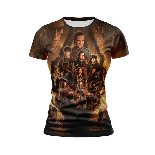 Футболка жіноча спортивна з принтом «Дивні Дива. 5 сезон. Світ Жахів. Stranger Things. Season 5. World of Horrors»