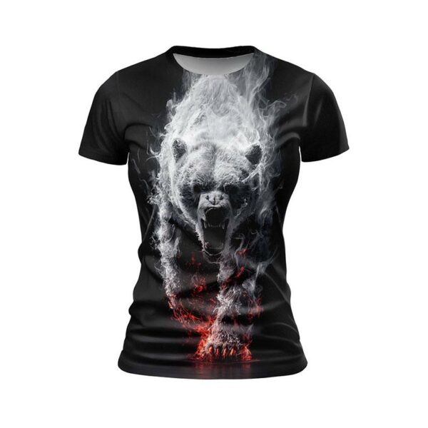 Футболка жіноча спортивна з принтом «Вогненний ведмідь. Fire Bear»