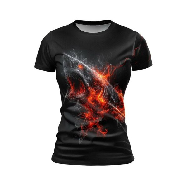 Футболка жіноча спортивна з принтом «Вогняна акула. Fire Shark»