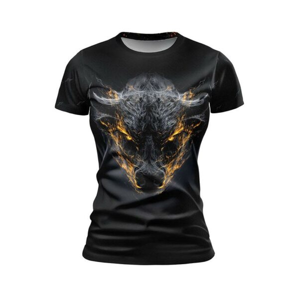 Футболка жіноча спортивна з принтом «Вогняний бик. Fire Bull»