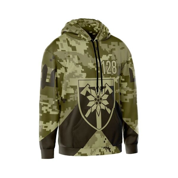 Худі чоловіче з принтом «128-ма окрема гірсько-штурмова бригада. Камуфляж. Camouflage»