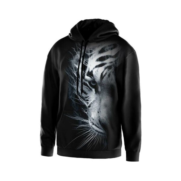 Худі чоловіче з принтом «Білий тигр. Хижак. White tiger. Predator»