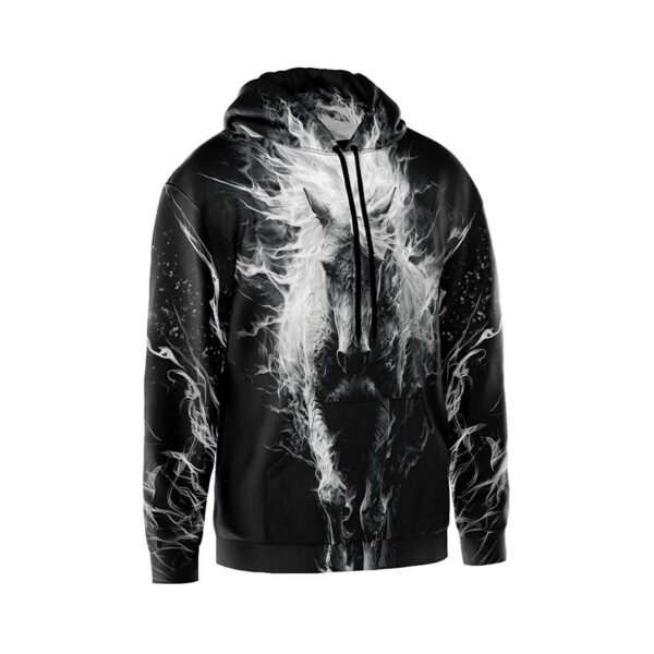 Худи мужское с принтом «Могучий белый конь. A mighty white horse»