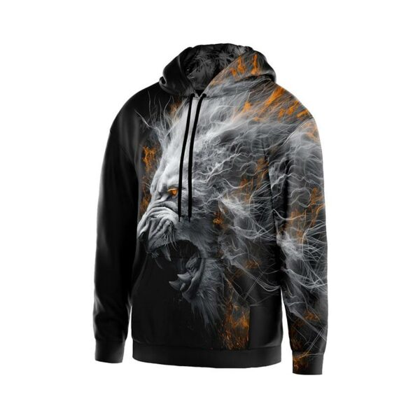 Худи мужское с принтом «Могучий лев. Powerful lion»