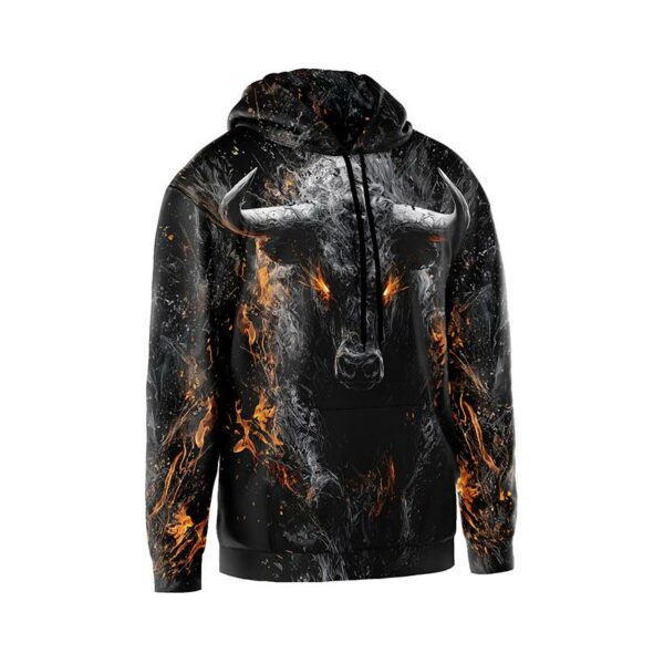 Худи мужское с принтом «Разъяренный бык. Angry bull»