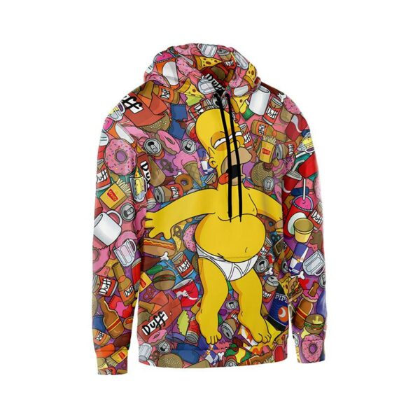 Худи мужское с принтом «Симпсоны. Гомер с пончиками. The Simpsons. Homer with donuts»