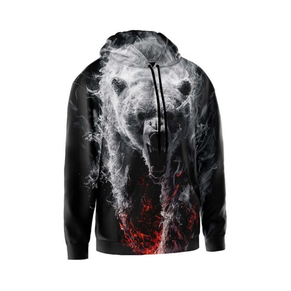 Худи мужское с принтом «Огненный медведь. Fire Bear»