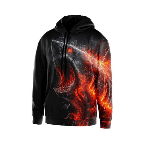 Худі чоловіче з принтом «Вогняна акула. Fire Shark»