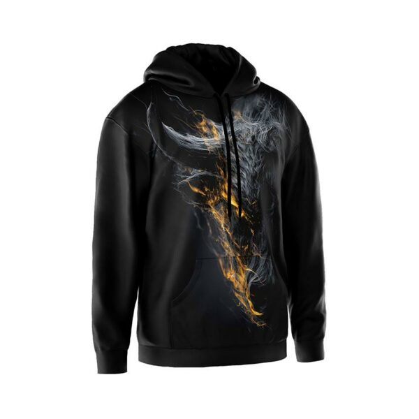 Худи мужское с принтом «Огненный бык. Fire Bull»