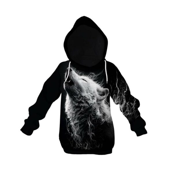 Худі дитяче з принтом «Альфа Білий Вовк. Alpha White Wolf»