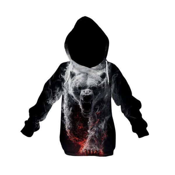 Худи детское с принтом «Огненный медведь. Fire Bear»