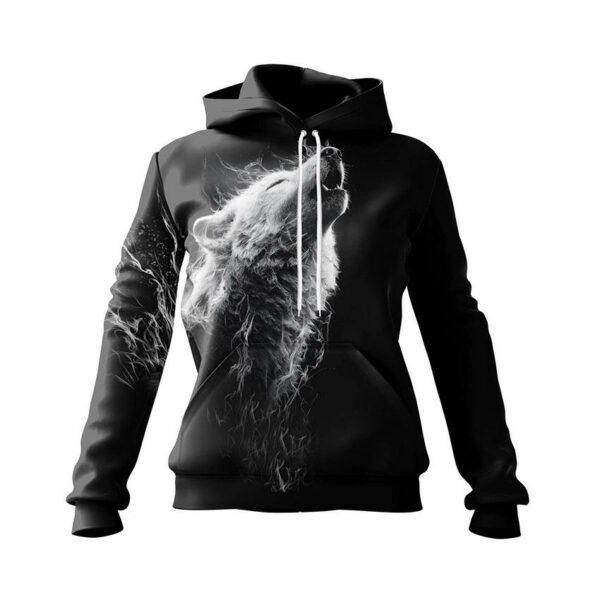 Худі жіноче з принтом «Альфа Білий Вовк. Alpha White Wolf»
