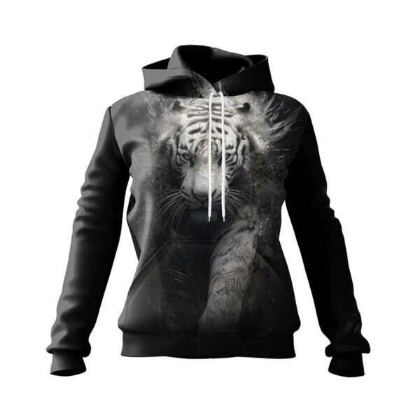 Худі жіноче з принтом «Білий Тигр. Темне Фентезі. White Tiger. Dark Fantasy»