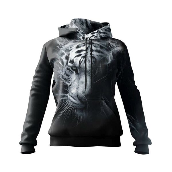 Худі жіноче з принтом «Білий тигр. Хижак. White tiger. Predator»