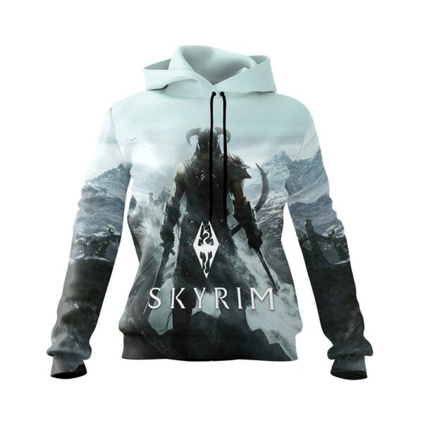 Худі жіноче з принтом «Довакін у битві. Скайрим. Dovahkiin in Battle. Skyrim»