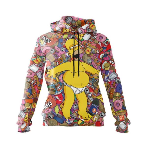 Худи женское с принтом «Симпсоны. Гомер с пончиками. The Simpsons. Homer with donuts»