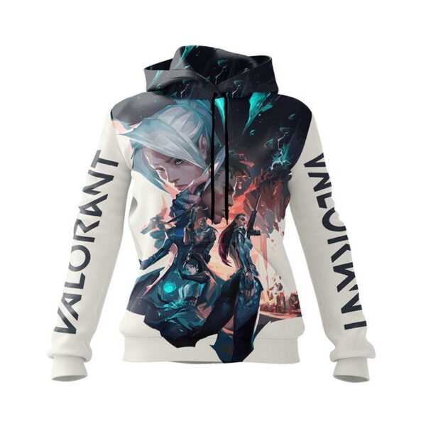 Худі жіноче з принтом «Валорант. Кіберпанк бійці. Valorant. Cyberpunk Fighters»