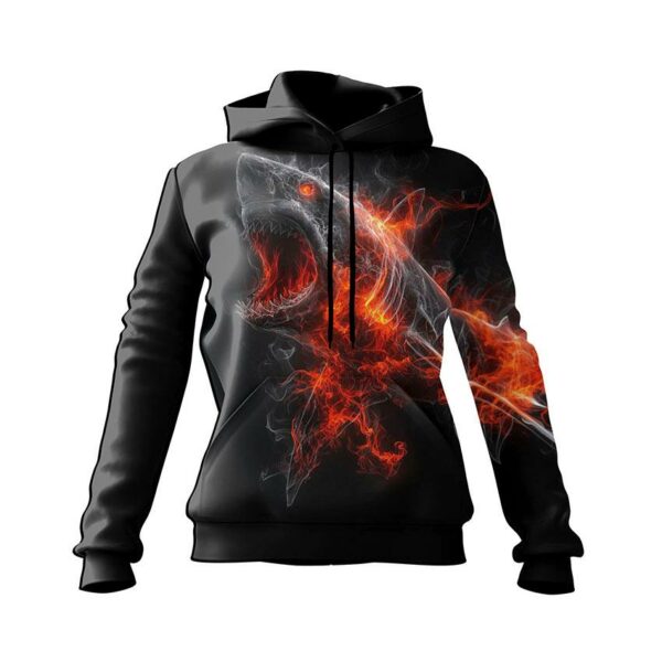 Худі жіноче з принтом «Вогняна акула. Fire Shark»