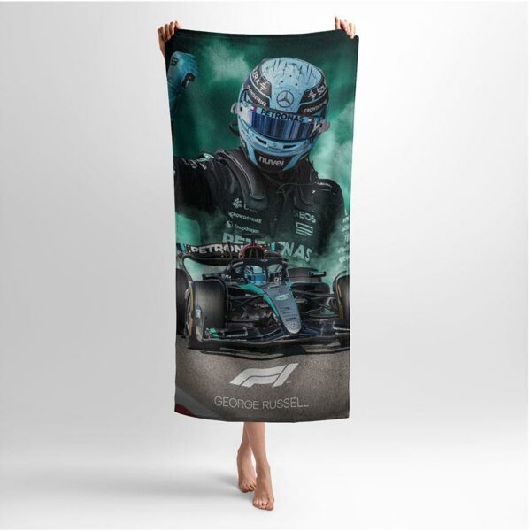 Полотенце с принтом «Джордж Расселл. Мерседес. Формула-1. George Russell. Mercedes. Formula-1»