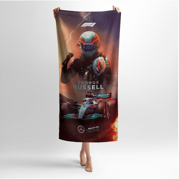 Полотенце с принтом «Джордж Расселл. Победоносный дух. Формула-1. George Russell. Victory Spirit. Formula-1»