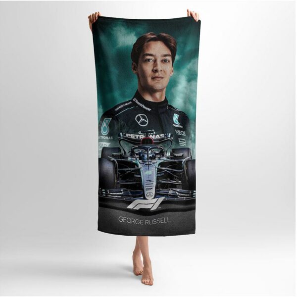 Полотенце с принтом «Джордж Расселл. Звезда команды Мерседес. Формула-1. George Russell. Mercedes Team Star. Formula-1»