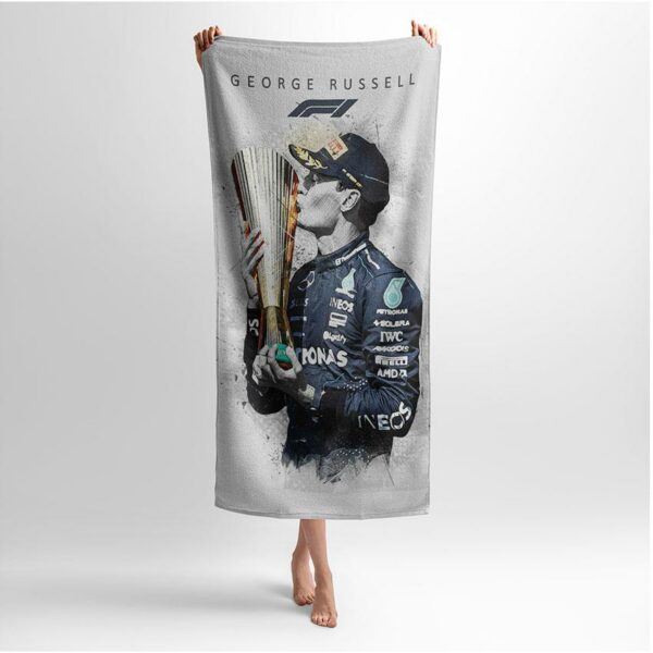 Полотенце с принтом «Джордж Расселл. Золотой кубок. Формула-1. George Russell. Golden Cup. Formula-1»