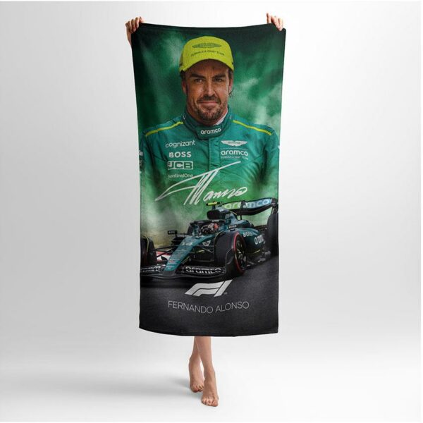 Полотенце с принтом «Фернандо Алонсо. Гонщик. Формула-1. Fernando Alonso. Driver. Formula-1»