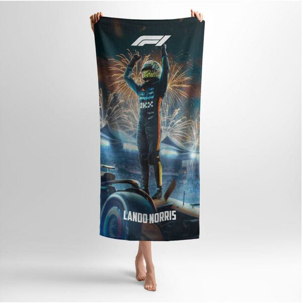 Полотенце с принтом «Ландо Норрис. Победа. Формула-1. Lando Norris. Victory. Formula-1»