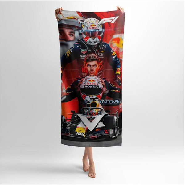 Полотенце с принтом «Макс Ферстаппен. Ред Булл. Формула-1. Max Verstappen. Red Bull. Formula-1»