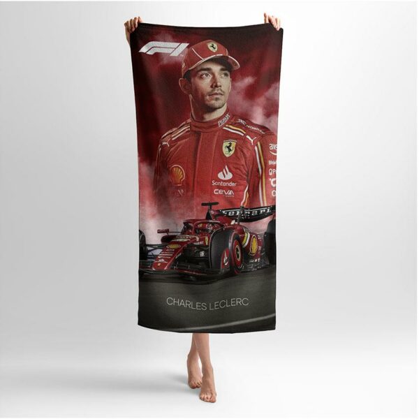 Полотенце с принтом «Шарль Леклер. Ферраари. Формула-1. Charles Leclerc. Ferrari. Formula-1»