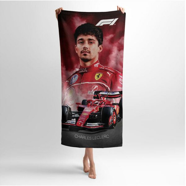 Полотенце с принтом «Шарль Леклер. Гоночный Драйв. Формула-1. Charles Leclerc. Racing Drive. Formula-1»