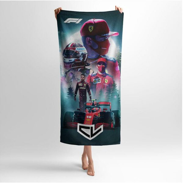 Полотенце с принтом «Шарль Леклер. Путь к Победе. Формула-1. Charles Leclerc. Path to Victory. Formula-1»