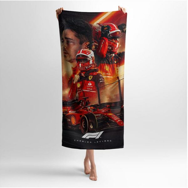 Полотенце с принтом «Шарль Леклер. Огненный драйв. Формула-1. Charles Leclerc. Fire Drive. Formula-1»