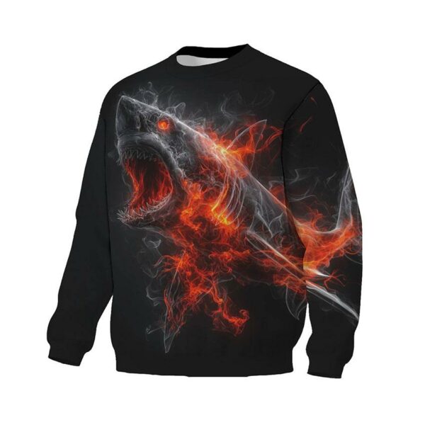 Світшот унісекс з принтом «Вогняна акула. Fire Shark»