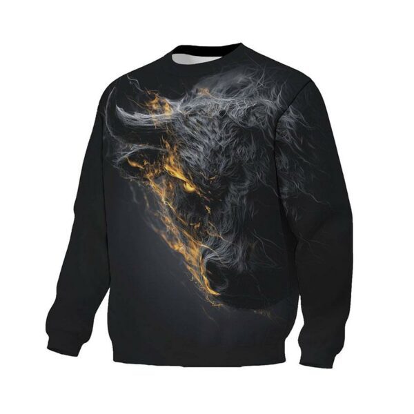 Світшот унісекс з принтом «Вогняний бик. Fire Bull»