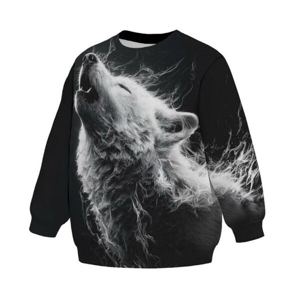 Свитшот детский с принтом «Альфа Белый Волк. Alpha White Wolf»