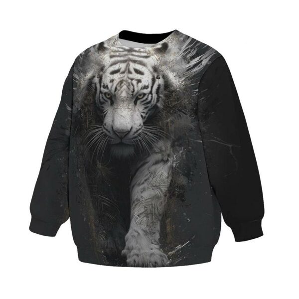 Свитшот детский с принтом «Белый тигр. Темное Фэнтези. White Tiger. Dark Fantasy»