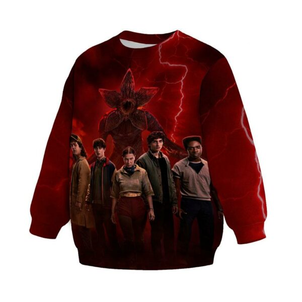 Свитшот детский с принтом «Очень странные дела. 5 сезон. Демогоргон угроза. Stranger Things. Season 5. Demogorgon threat»