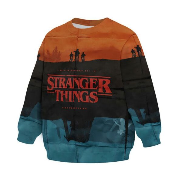 Свитшот детский с принтом «Очень странные дела. Ночной поход. Stranger Things. Night Walk»