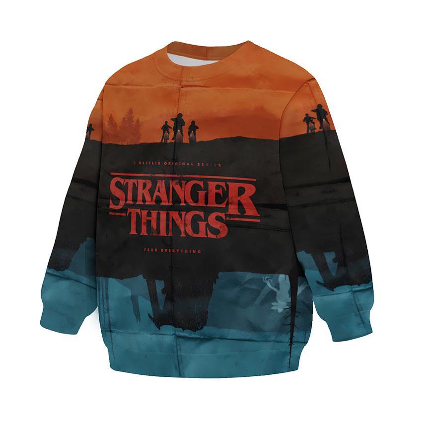 Свитшот детский с принтом «Очень странные дела. Ночной поход. Stranger Things. Night Walk»