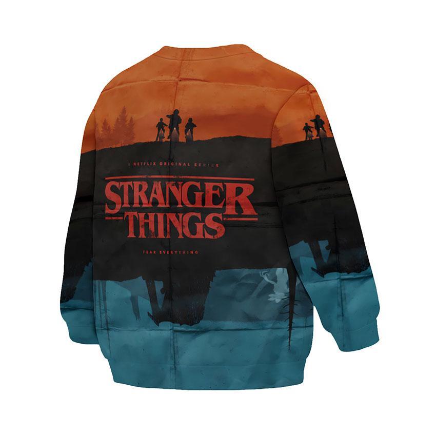 Свитшот детский с принтом «Очень странные дела. Ночной поход. Stranger Things. Night Walk»