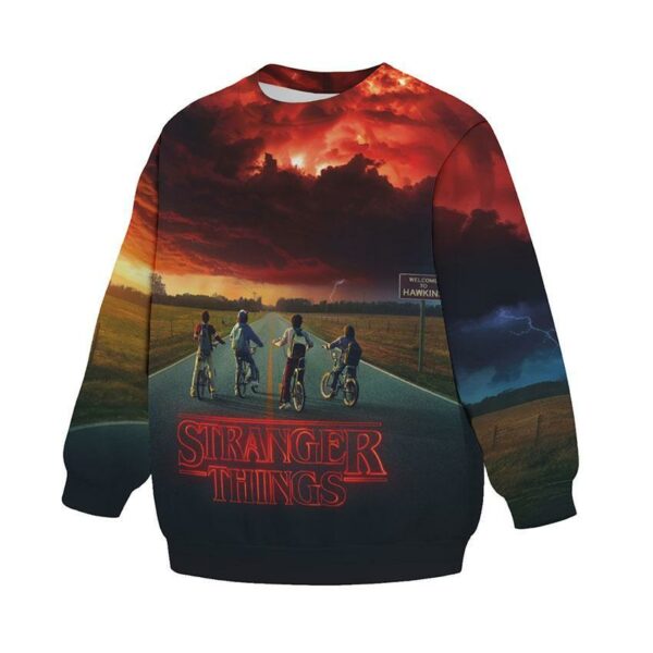 Свитшот детский с принтом «Очень странные дела. Сильная команда. Stranger Things. Strong team»