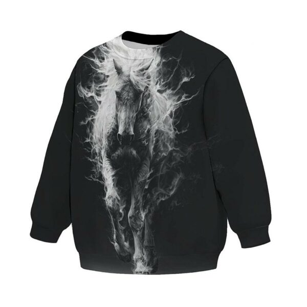 Свитшот детский с принтом «Могучий белый конь. A mighty white horse»