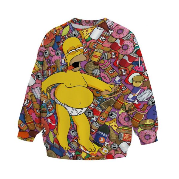 Свитшот детский с принтом «Симпсоны. Гомер с пончиками. The Simpsons. Homer with donuts»