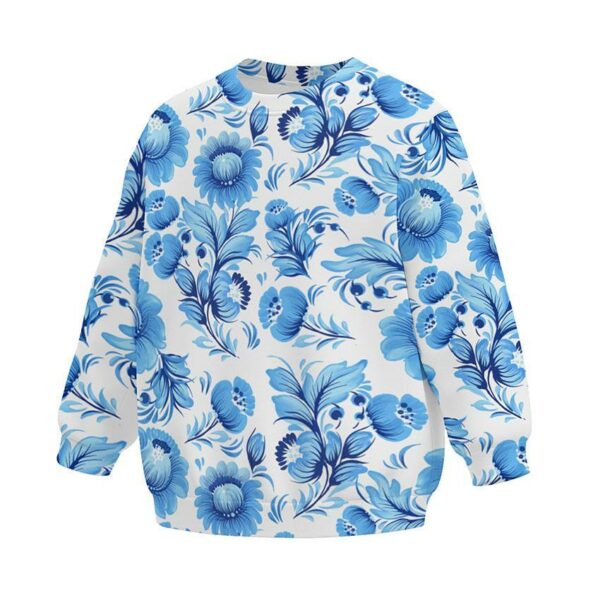 Свитшот детский с принтом «Синие цветы. Петриковская роспись. Blue flowers. Petrykivka painting»