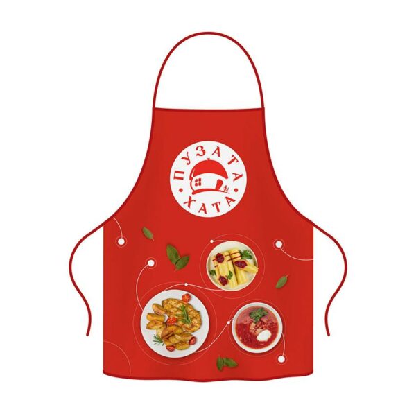 Фартук с принтом «Пузата Хата. Вкусные блюда. Puzata Khata. Delicious Dishes»