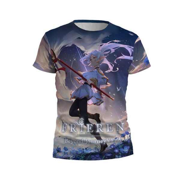 Футболка мужская спортивная с принтом «Фрирен, провожающая в последний путь. Эльфийка среди звезд. Frieren.  Beyond Journey's End. Elf Among Stars»